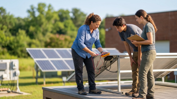Solar training school owner teaching a solar training class
