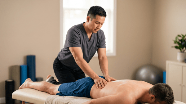 Sports massage therapy practice owner working on their new business idea