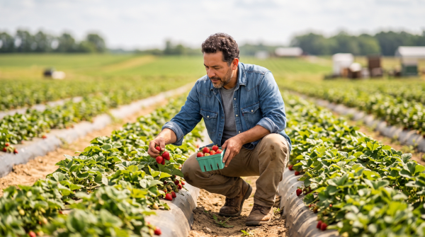 Strawberry farm owner working on their new business idea