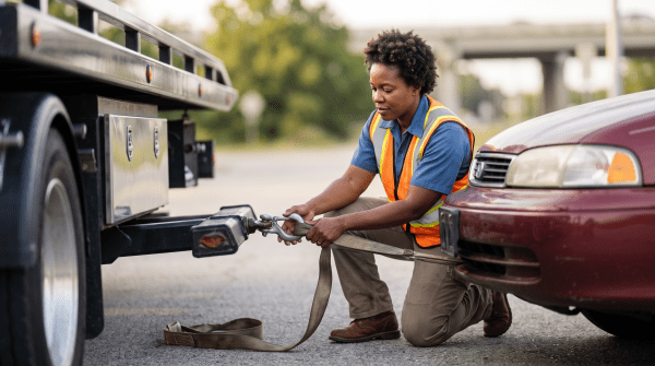 Towing and recovery business owner working on their business