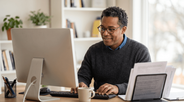 Translation service owner working on their business