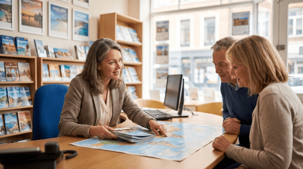 Travel agency owner working on their business