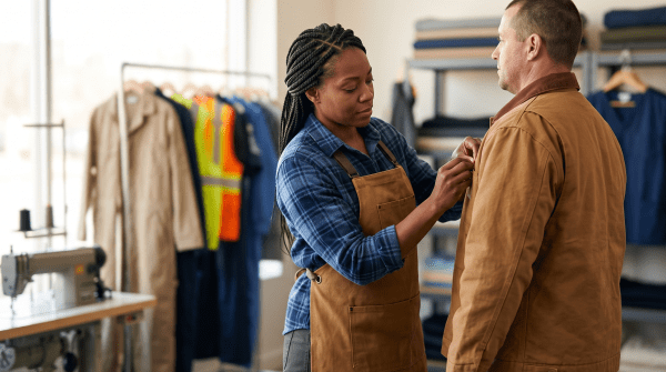 Uniform and workwear store owner running a uniform and workwear store