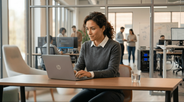 SaaS startup founder working on laptop while forming an LLC