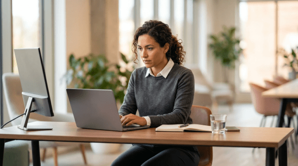 VC-backed SaaS startup founder working in a modern office environment on business growth