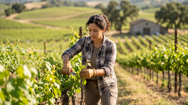 Vineyard owner working on their business