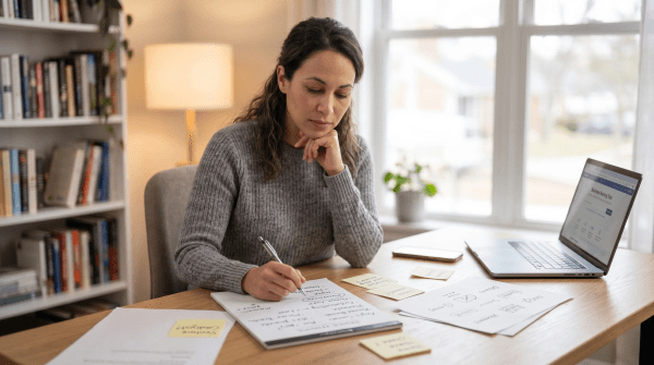 Website flipping entrepreneur brainstorming business name ideas for an online business