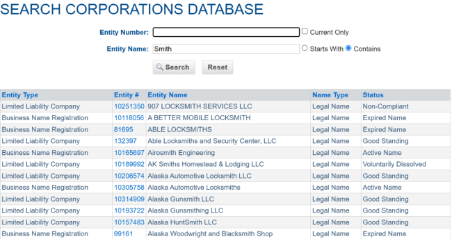 Alaska corporations search results 1
