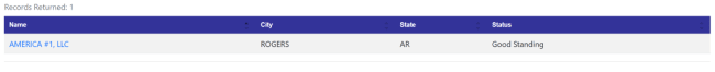 Arkansas filing number search results