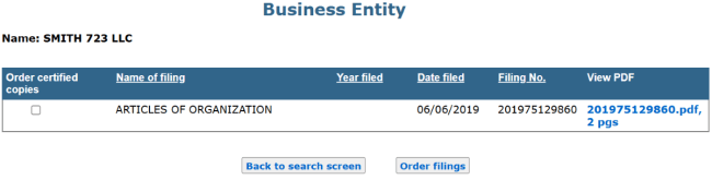 Michigan filing number search