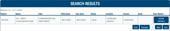 Ohio ID number search results