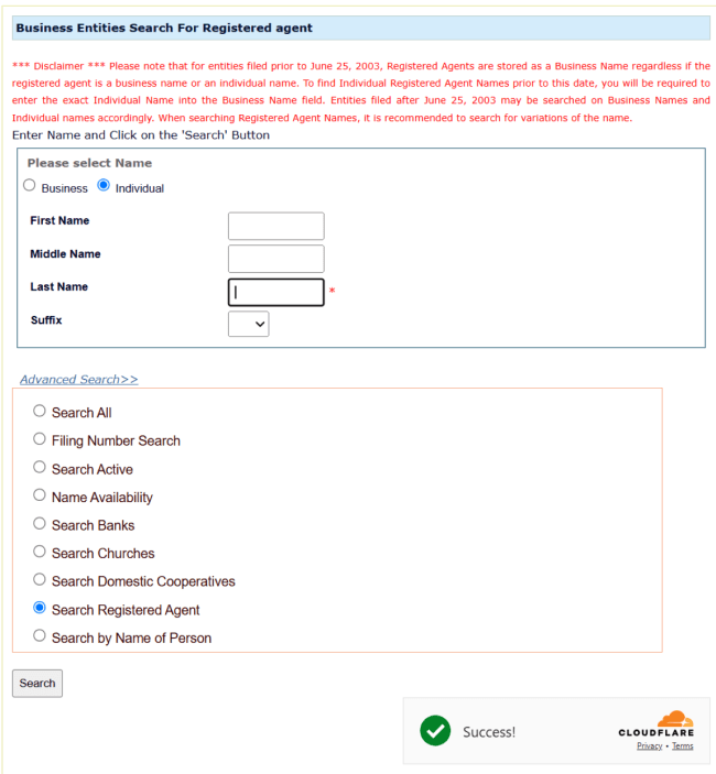 OK registered agent search