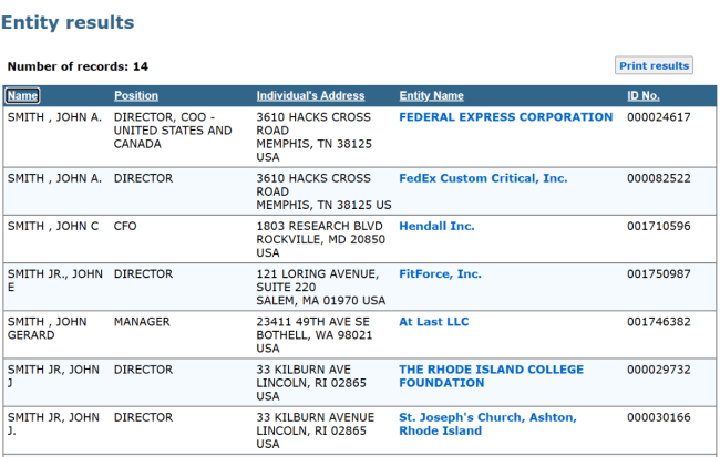 RI individual name search results