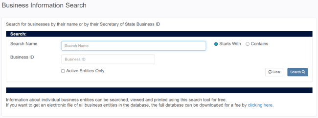 South Dakota business information search home