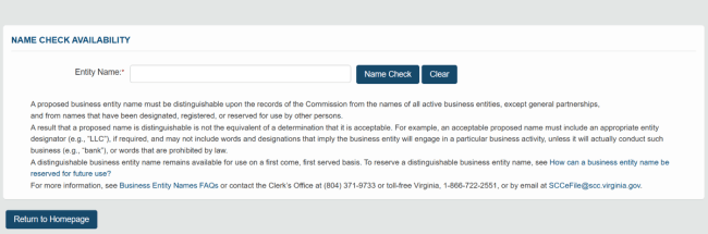 Virginia name availability search home