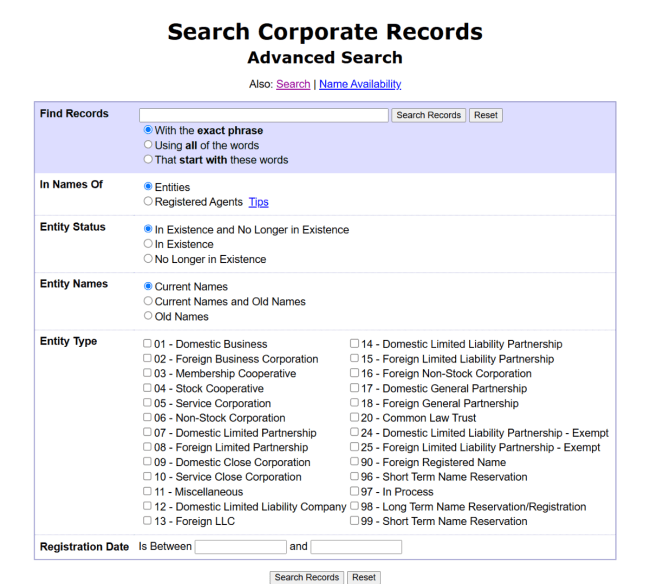 Wisconsin advanced search home