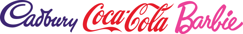 coca barbie cudbury wordmark logo
