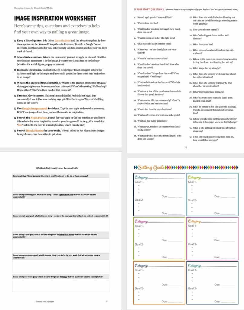 Here's worksheets from our audience guide Shawn Blanc and Abby Lawson