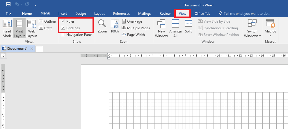 Gridlines in Word