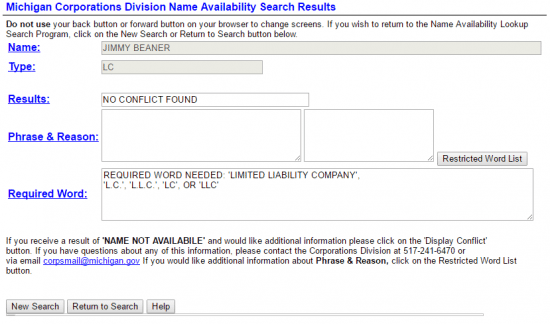 Michigan Business Search Corp Llc Partnership Zenbusiness Inc