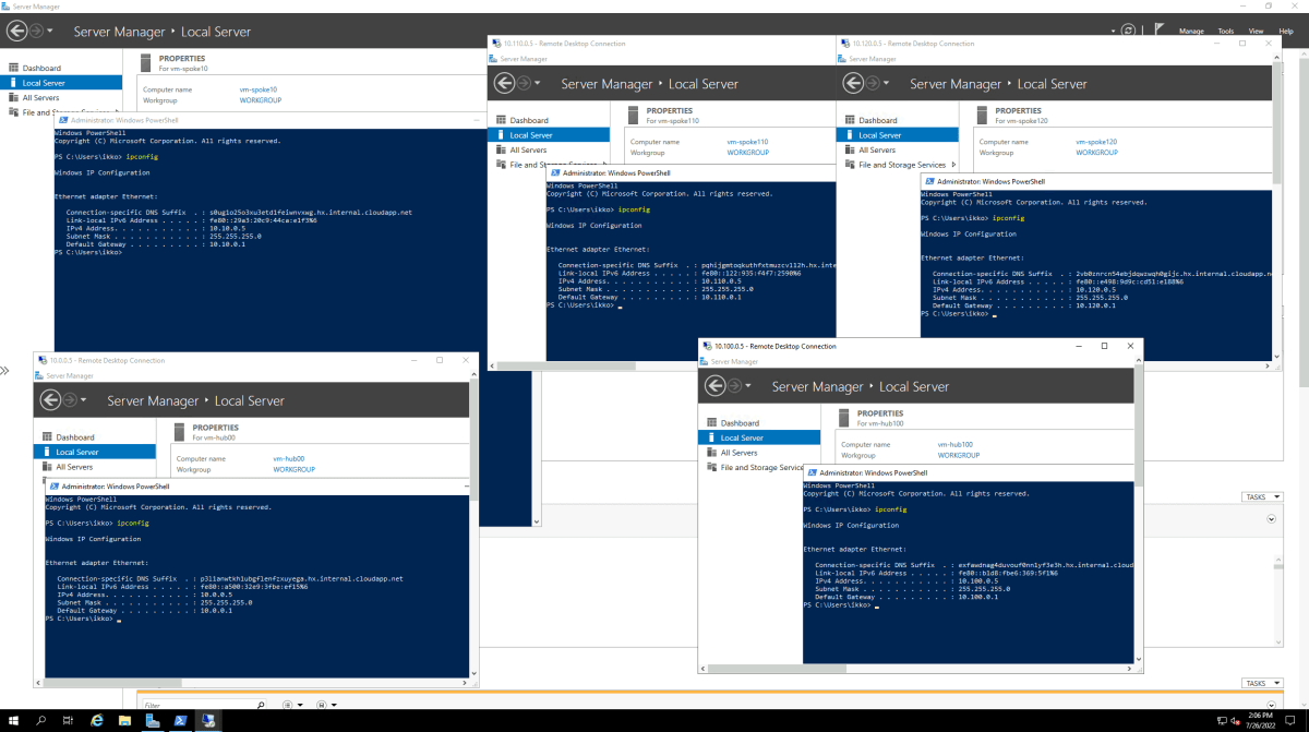 remote desktop connection for multiple hub-spoke with ExpressRoute