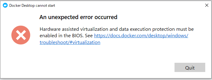 An unexpected error occurred