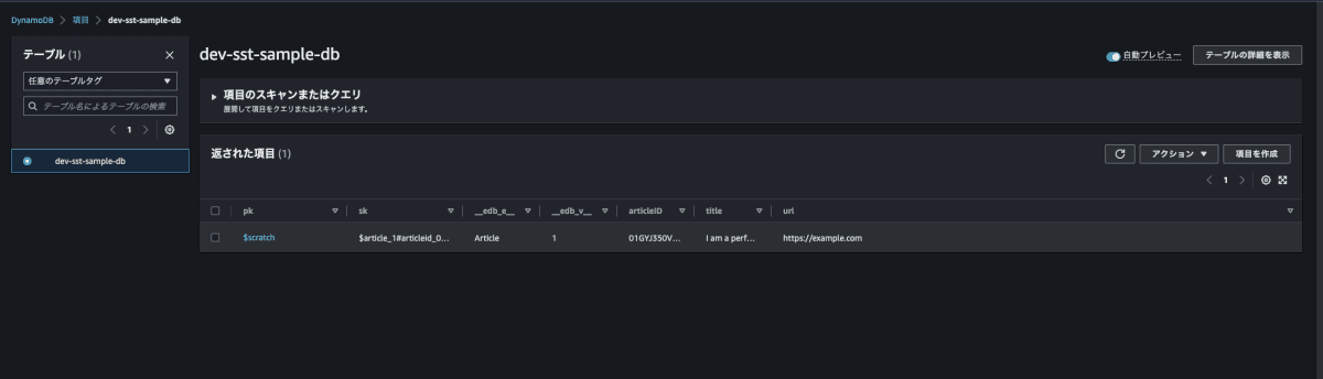 dynamoレコード