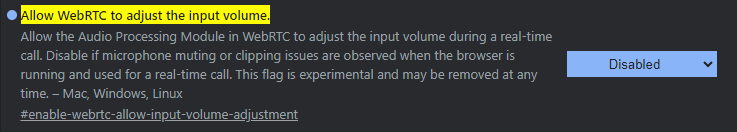 Allow WebRTC to adjust the input volume.