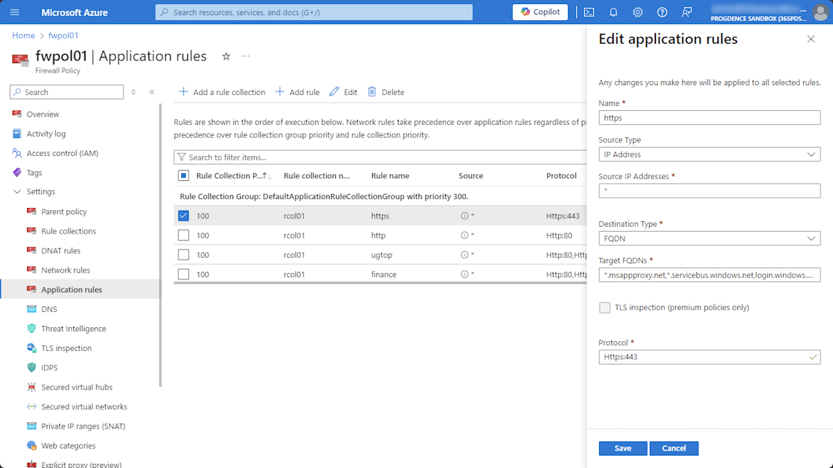 Azure Firewall - Application rules - MEPA https