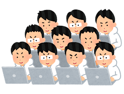 ブラックハッカー集団に対抗するために集まった善良なハッカーのイラスト