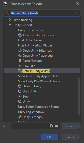 「Refresh Unity Assets」を見つける