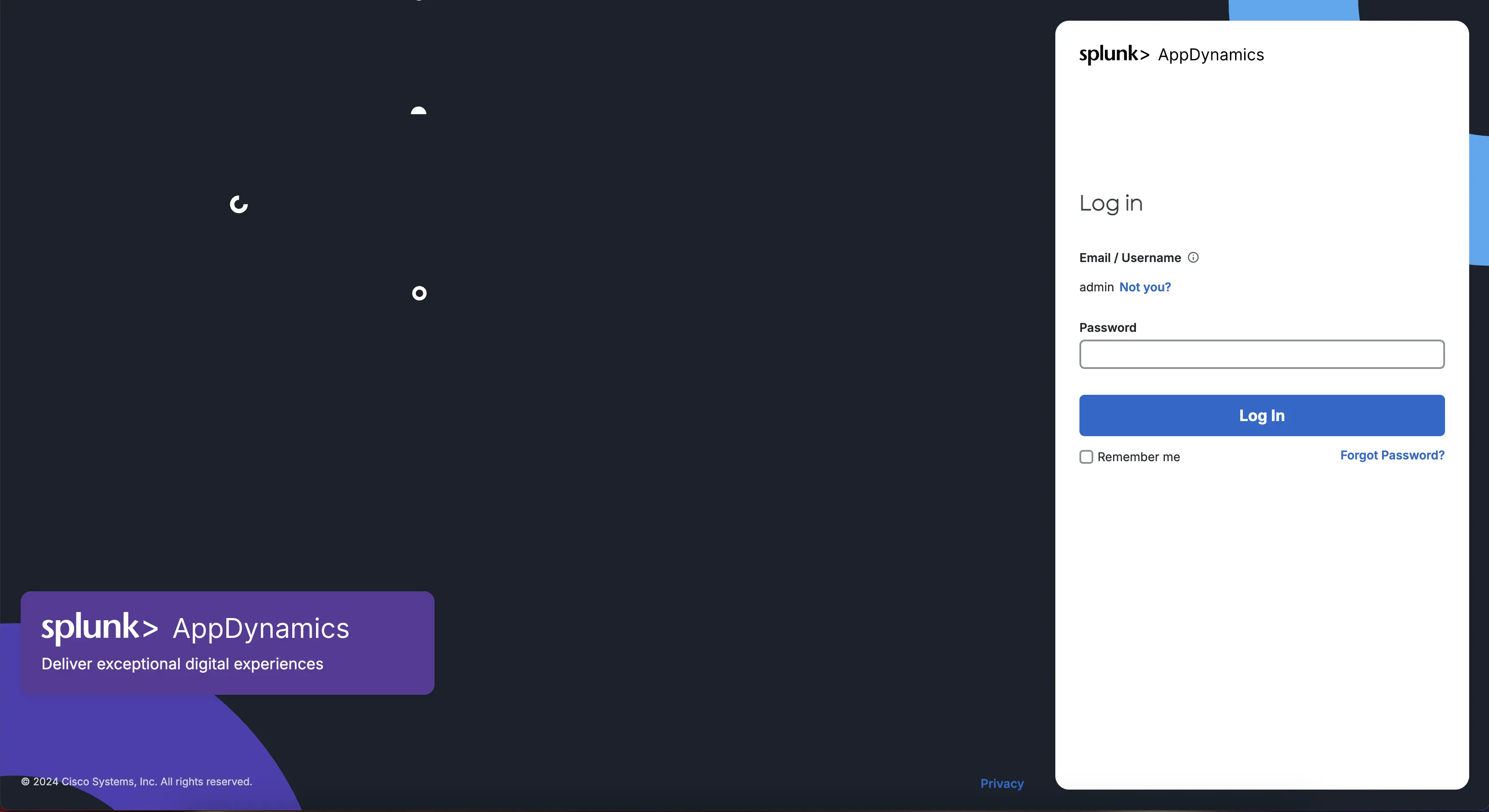 AppDynamicsログイン画面2