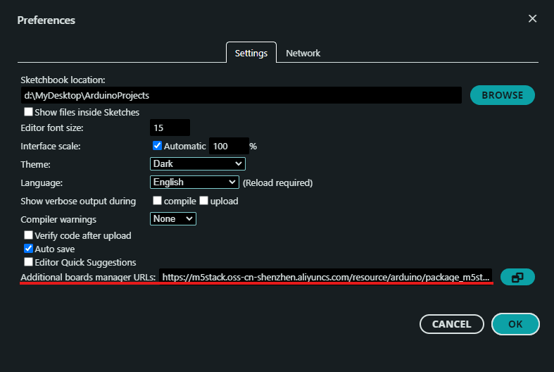 Additional boards manager URLs