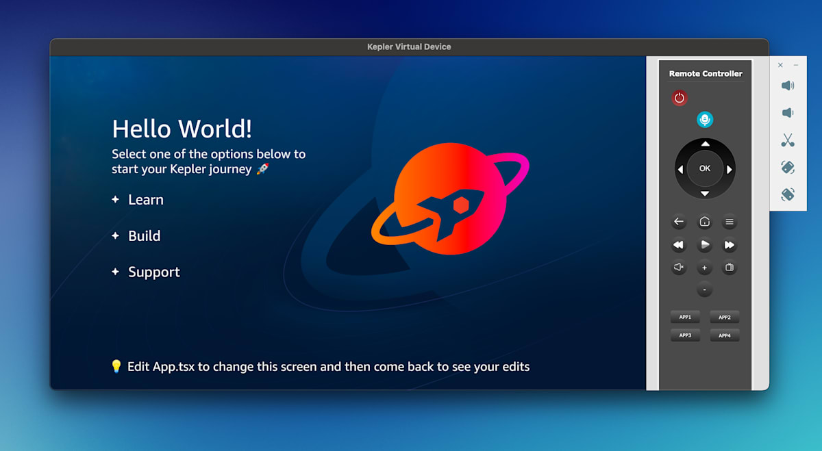 Hello World!が表示されているVega OSのシミュレーター