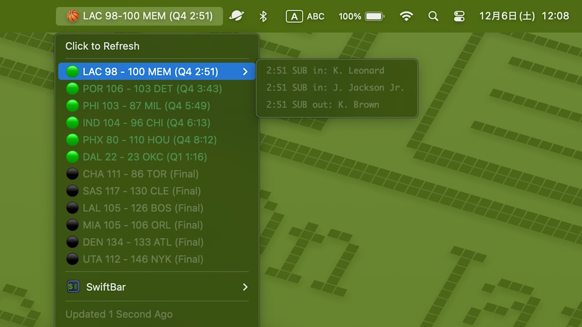 クリックするとドロップダウンで以下の情報が表示されます