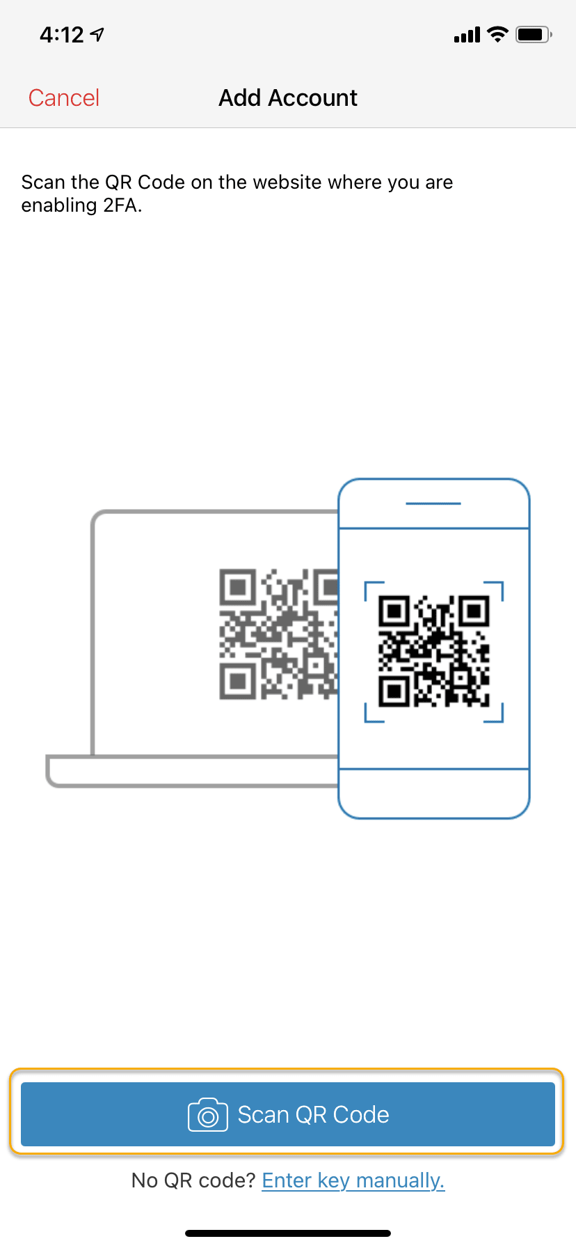 Scan QR Code with Authy