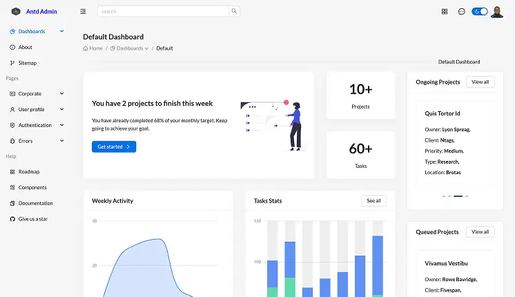 Angular & React & VueJs & bootstrap templates
