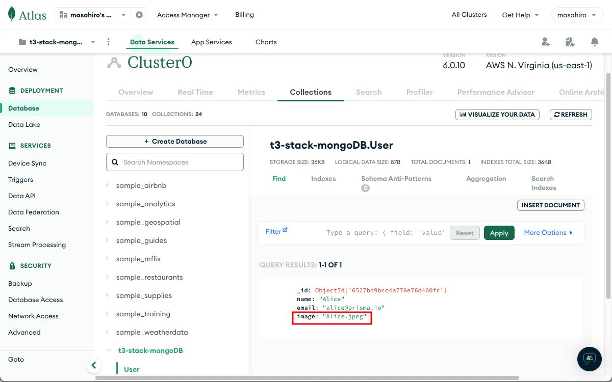 MongoDBダッシュボード