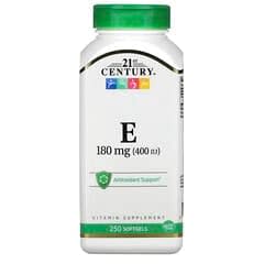 21st Century, ビタミンE、180mg（400IU）、ソフトジェル250粒