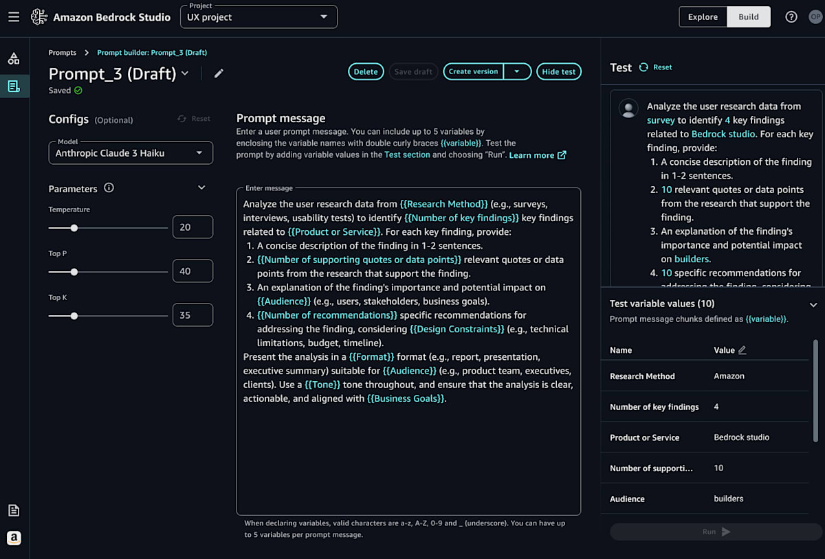 AWS Bedrock Studio画面