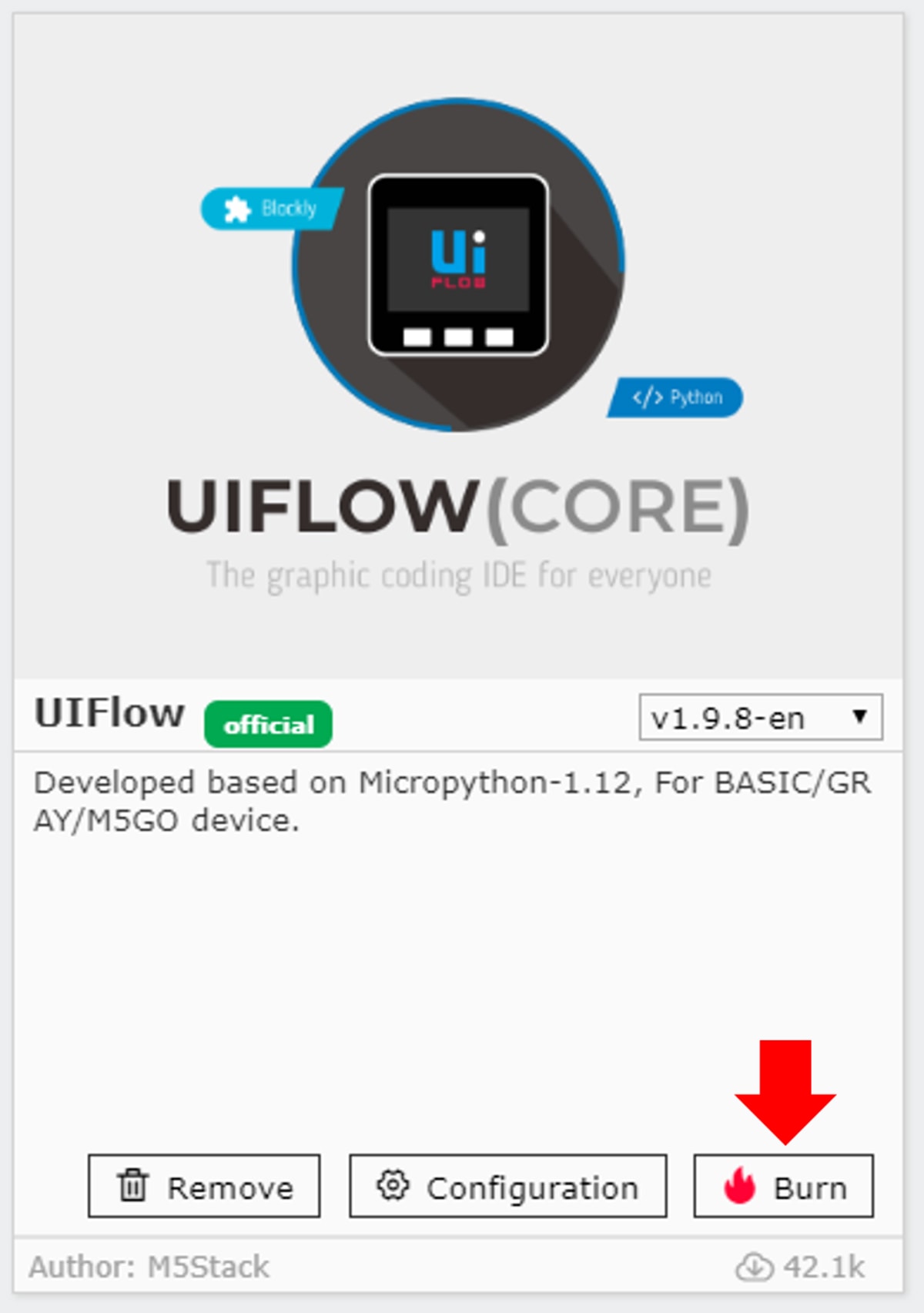 UiFlowファームウェア書き込み