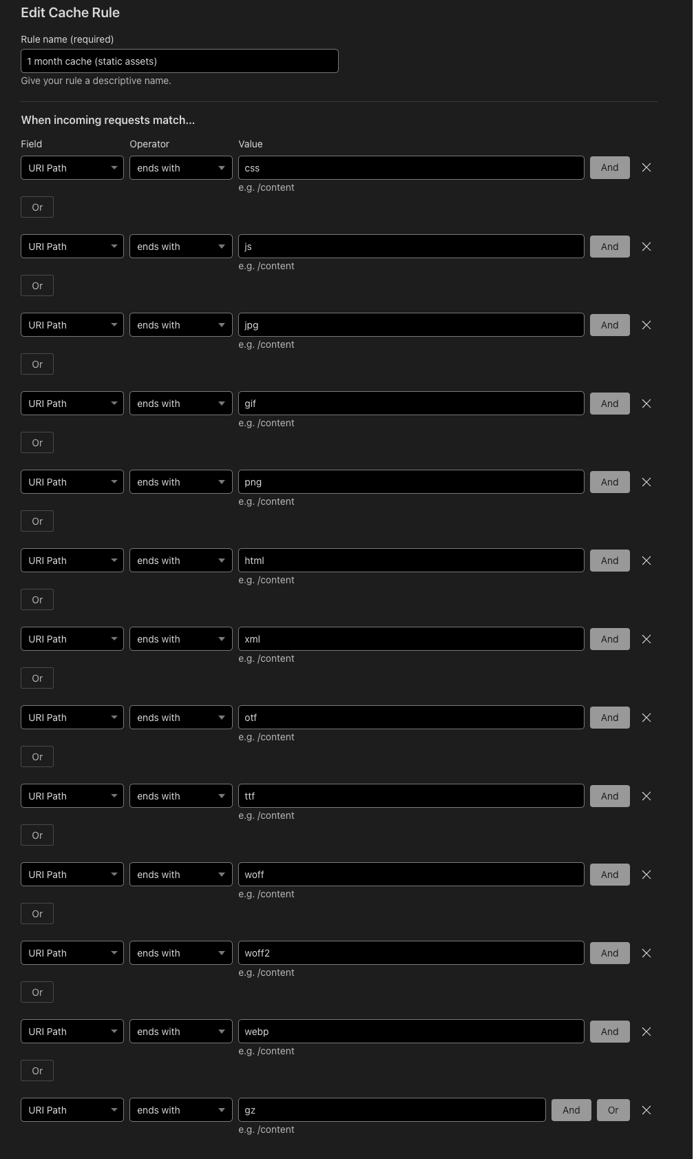 1ヶ月キャッシュ設定例