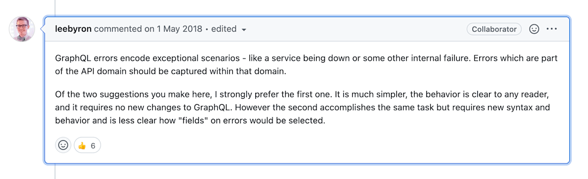 GraphQL author's comment