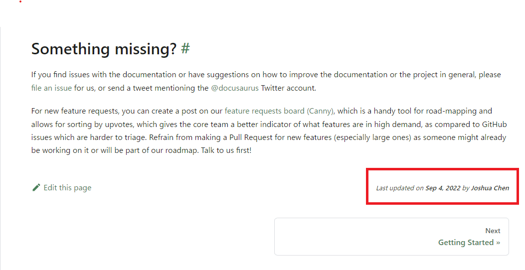 公式ドキュメントでも、ドキュメント末尾の右下部分に最終更新日時と最終更新者が表示されます。
