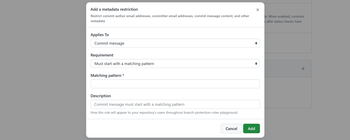 Metadata restrictionsの設定項目