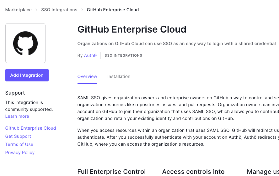 Auth0 GitHub Enterprise Cloud