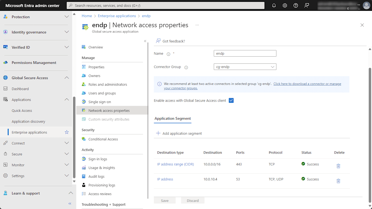 MEPA - network access properties