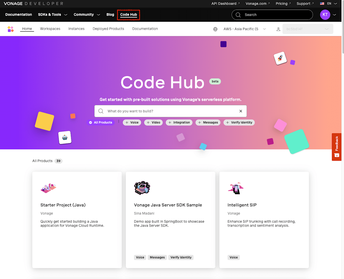 Select Code Hub Tab