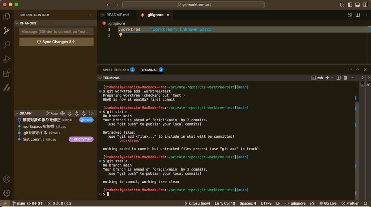 .worktree/testに作った
