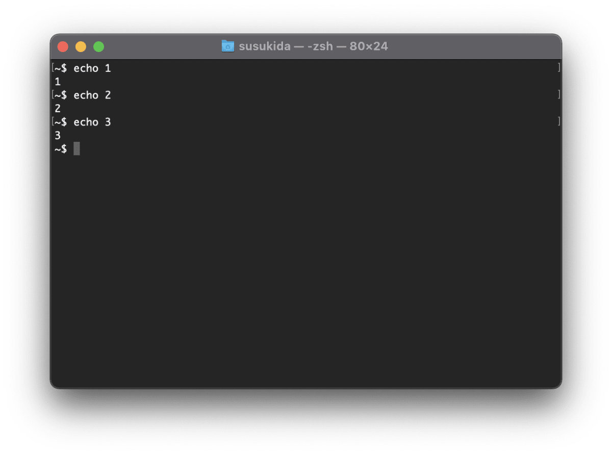 ターミナルで echo 3 を実行した直後のスクリーンショットです